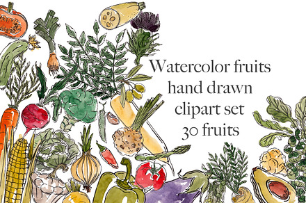 Vegetable set, watercolor