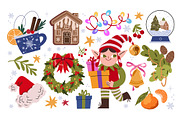 Merry Christmas clipart + patterns, a Seasonal Illustration by UnaAnya (Thumbnail 4 of 8)