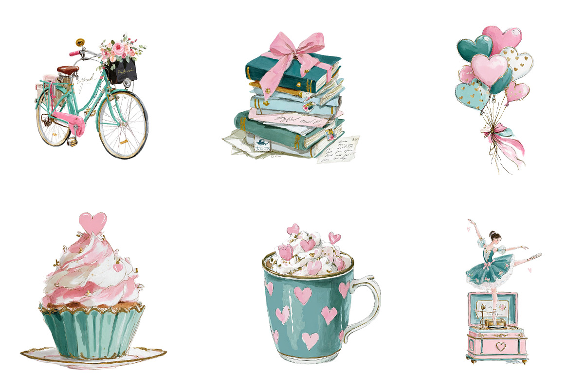 Watercolour Romantic Clipart, an Illustration by CreationArt (Photo 6 of 7)