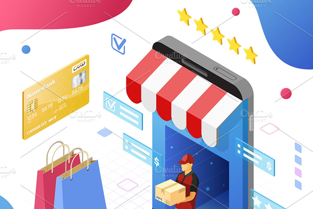 Online Internet Shopping Isometric, a Finance Illustration by TAlex (Photo 5 of 6)