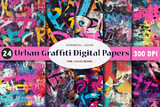 Urban Graffiti Digital Papers, a Pattern Graphic by SinaCreation (Thumbnail 1 of 5)