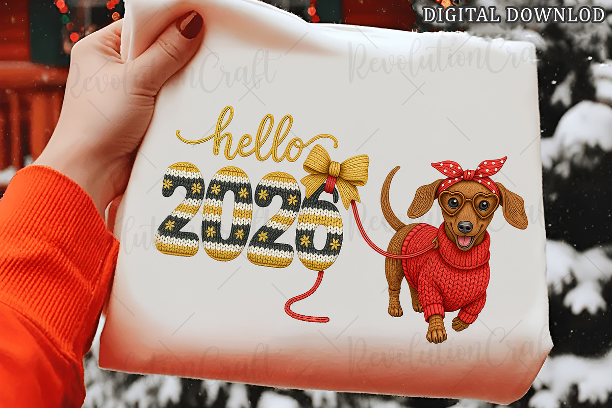 Yarn Crochet Happy New Year Dog Png, an Illustration by OK Design (Photo 1 of 4)