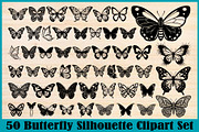 Butterfly Silhouette PNG Clipart Set, an Animal Illustration by Creativeshirt (Thumbnail 1 of 4)