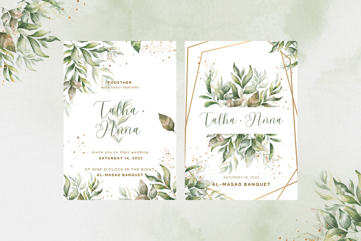 Fresh & Leavey Wedding Invitation, an Invitation Template by Weddinginvitation by Fati (Photo 2 of 2)