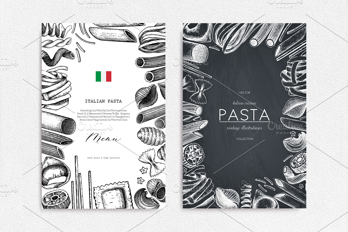 Hand Drawn Italian Pasta Set, a Food Illustration by Yevheniia (Photo 5 of 8)