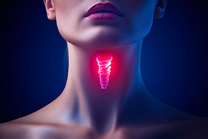 3D Illustration of Glowing Thyroid in Woman's Neck, a Health & Medical Photo by Ales Munt