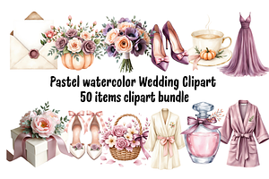 Autumn Pastel Wedding Clipart Bundle
