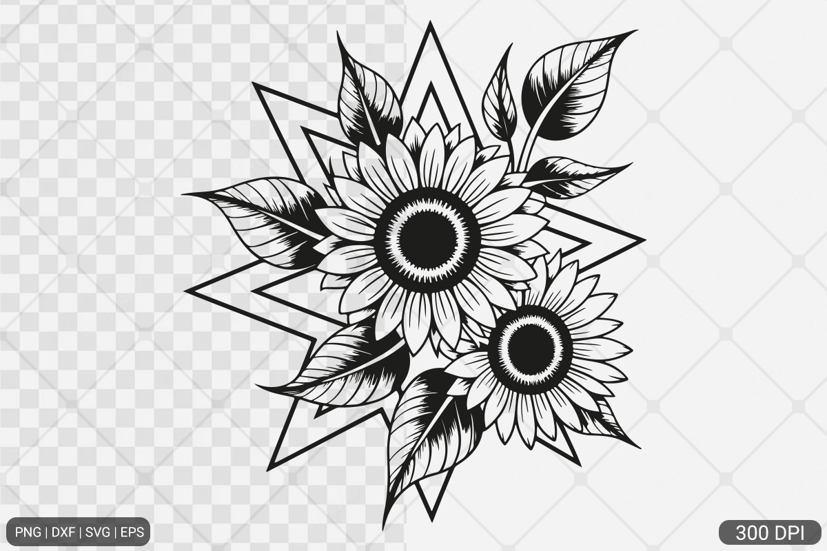 Sunflower Frame SVG PNG Bundle, an Illustration by Actual Pixel (Photo 8 of 23)