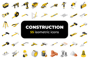 Construction isometric icons set