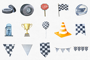 Watercolor Race Car Clipart Set, a Transportation Illustration by CropUp Creative (Thumbnail 3 of 4)