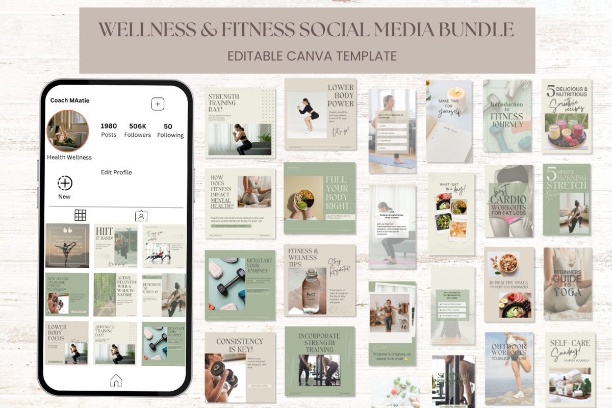 Wellness & Fitness Branding Kit Temp, a Templates & Theme by G DigiShop (Photo 1 of 2)