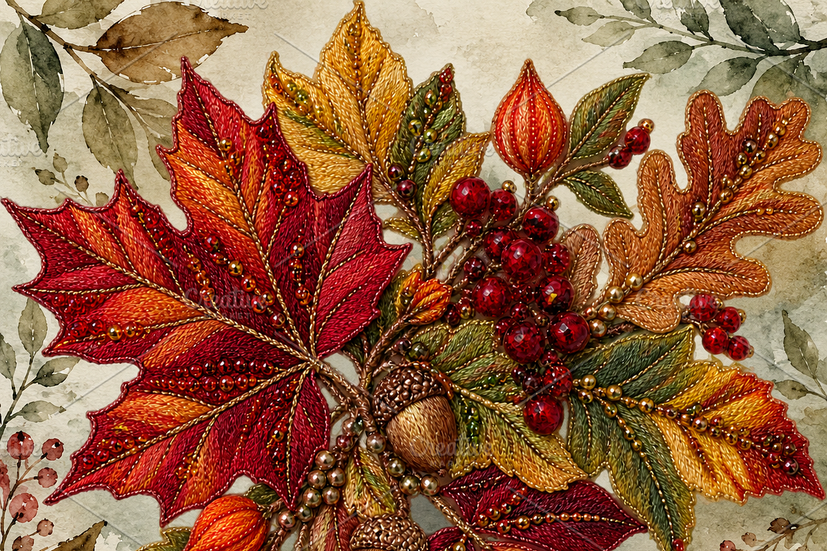 Beaded Autumn Leaves PNG, an Object Graphic by The Edit (Photo 3 of 3)