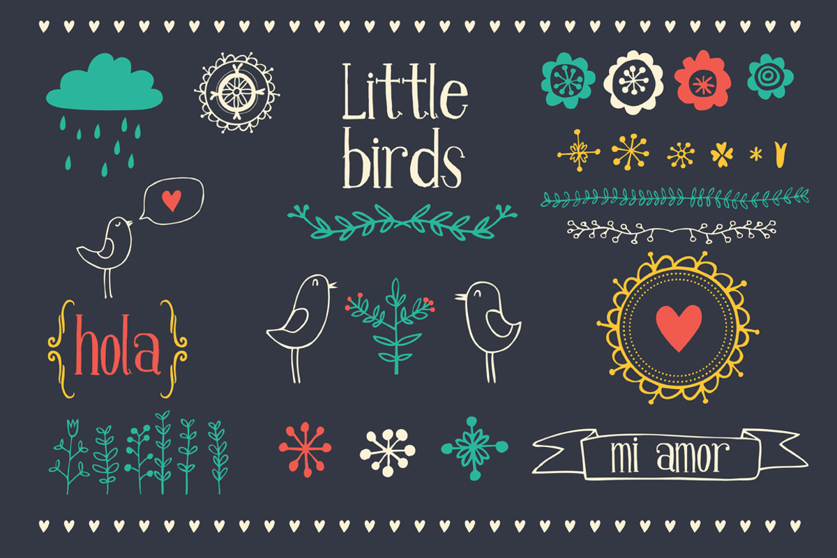 Little birds graphic elements, a Decorative Illustration by totokumi (Photo 2 of 2)