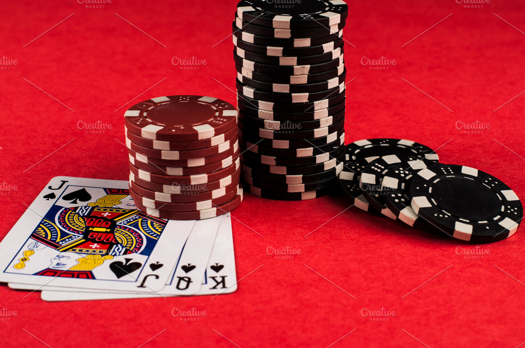 Gambling Coins And Cards On Red