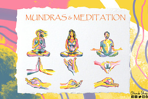 Meditation Mudras Hand Painted