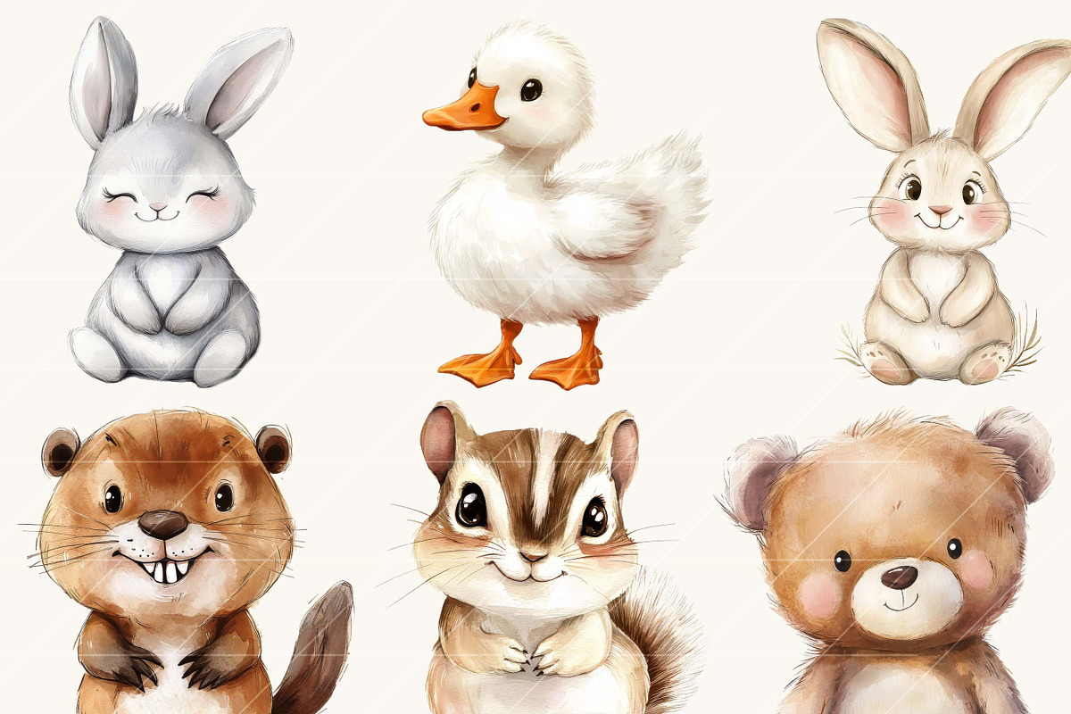 Watercolor Cute Forest Animal, an Animal Illustration by Design Scotch (Photo 3 of 9)