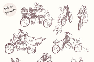 Bicycle Themed Wedding Illustrations