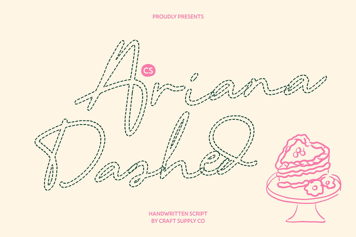 CS Ariana Dashed, a Script Font by Craft Supply Co. (Photo 1 of 8)