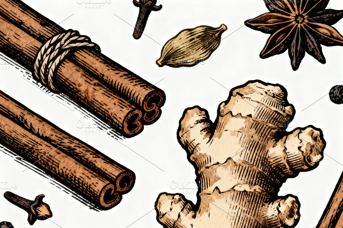 Vintage Spices Botanical, a Decorative Illustration by Virgo Studio