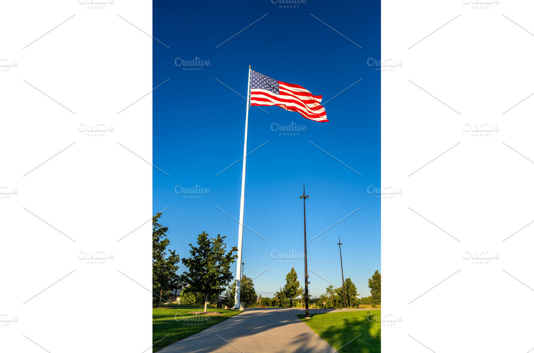 Large American flag at the, an Architecture Photo by Leonid Andronov