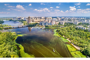 Aerial view of the dnieper river in kyiv ukraine stock photo containing kiev, a Nature Photo by Leonid Andronov