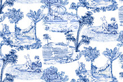 Toile de Jouy - Vacation Bunnies, a Pattern Graphic by YvY (Thumbnail 1 of 5)