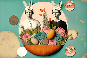 Vintage Easter Card. Funny Bunnies