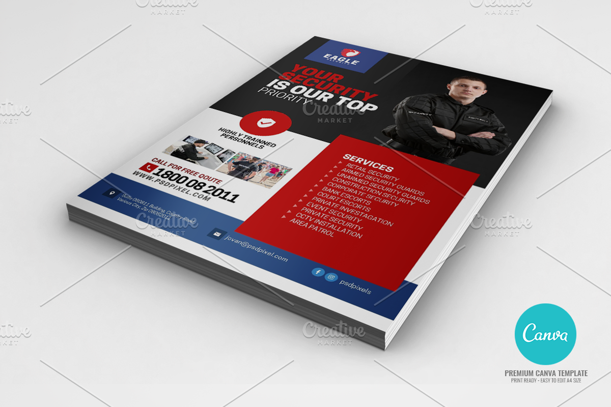Private Security Canva Flyer, a Flyer Template by PSDPixel (Photo 2 of 4)