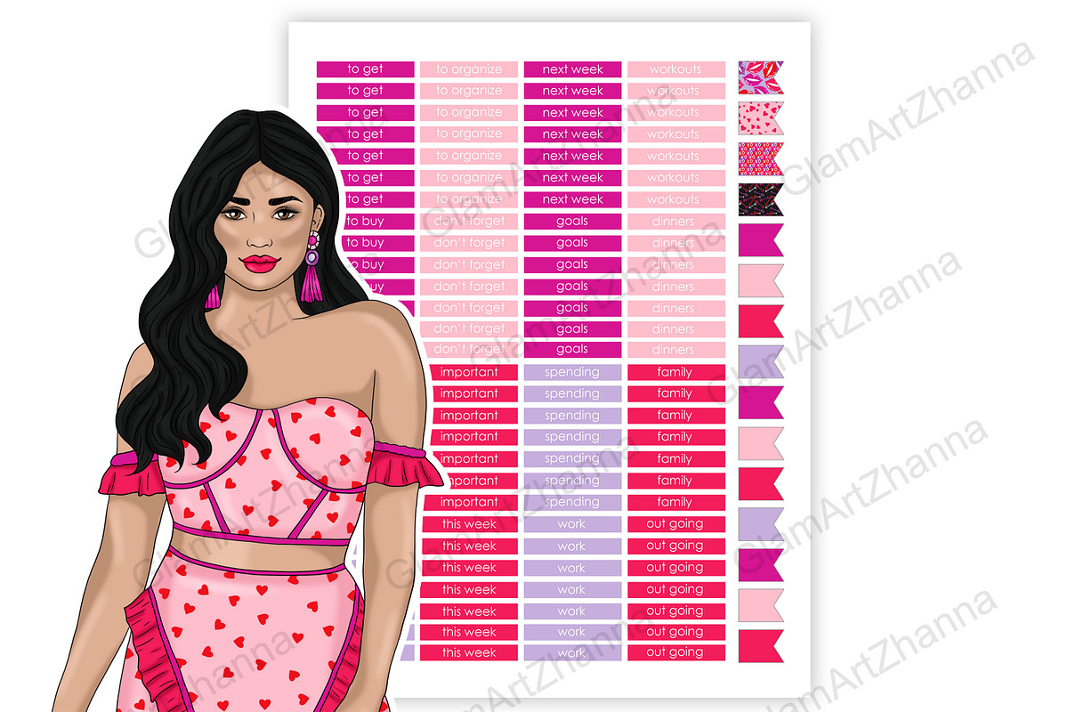 Galentines Stickers 2,25x1,5, a Stationery Template by GlamArtZhanna (Photo 5 of 6)