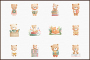 Cute Teddy and Vintage Books Clipart, an Illustration by Sublimation Artist (Thumbnail 3 of 6)