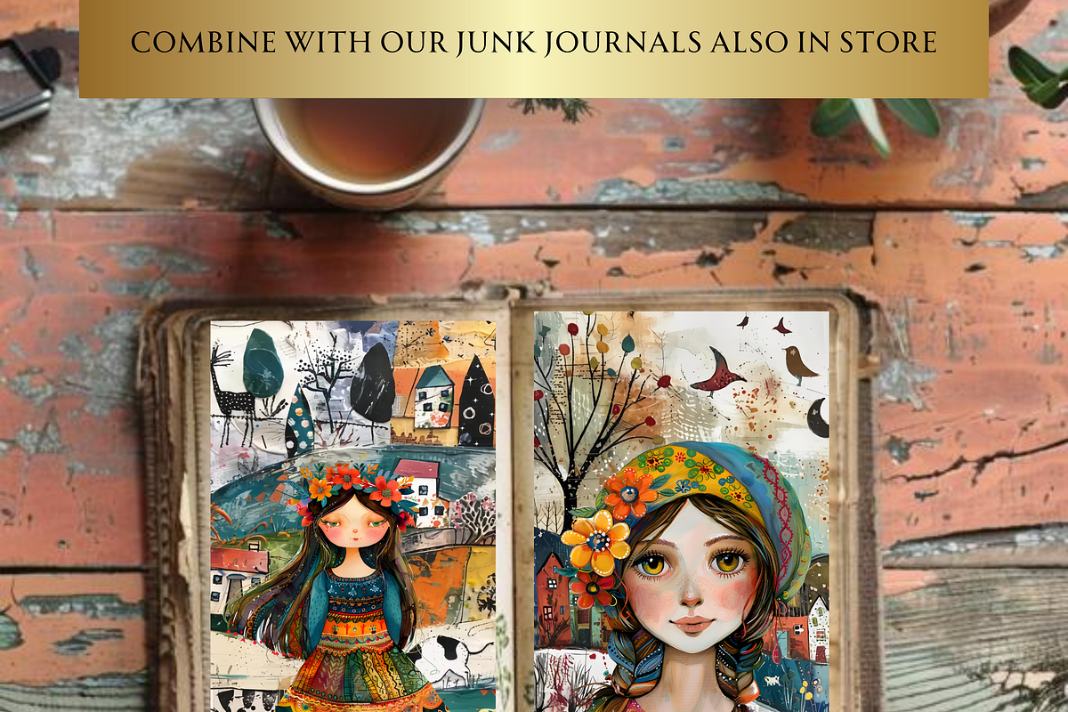WHIMSICAL FOLK GIRL CLIPART PACK, a Person Illustration by Daring Digies (Photo 9 of 9)