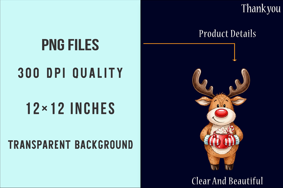 Quirky Funny Christmas Reindeer PNG, an Illustration by SinaCreation (Photo 6 of 7)