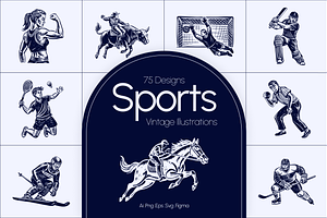Vintage Sports Illustration Set, a Sport Illustration by Prosymbols