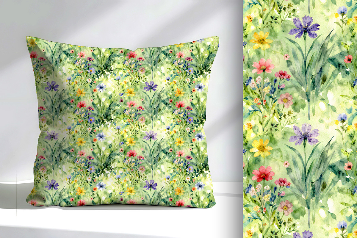 Watercolor Wild Flowers Seamless, a Pattern Graphic by Sharon Schwalbe (Photo 2 of 6)
