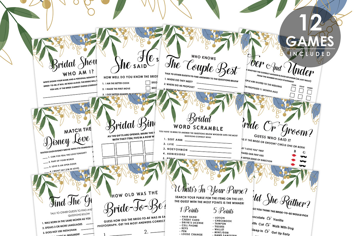 Bridal Shower Games, Set of 12, a Graphic by Wow Designs (Photo 1 of 5)