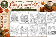 210 Cozy Fall Reading Coloring Pages, a Seasonal Illustration by Daffodil Dream Studio (Thumbnail 3 of 3)