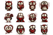 Whimsical Valentines Owls Clipart, a Graphic by CitraGraphics (Thumbnail 4 of 4)
