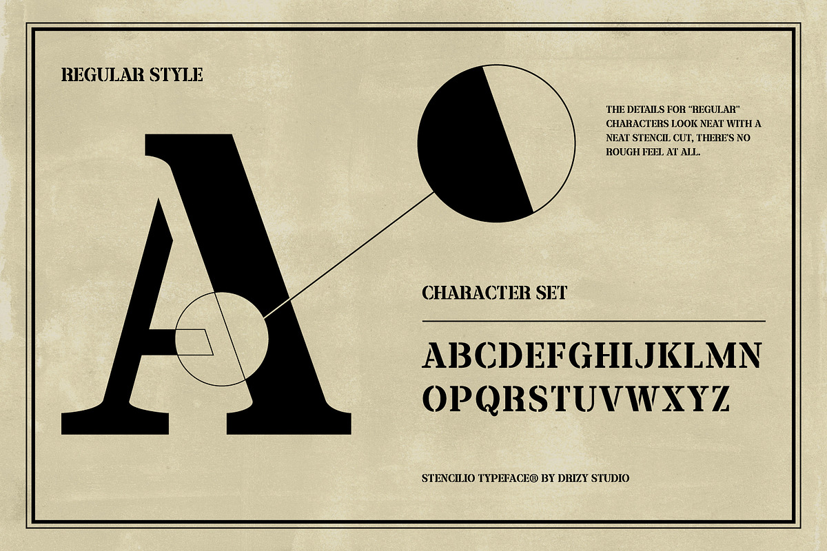 Stencilio – Serif Stencil Grunge, a Serif Font by Drizy (Photo 3 of 10)