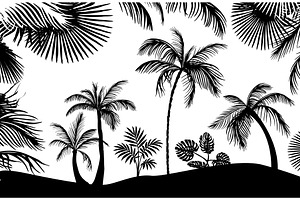Abstract palm tree silhouette, an Illustration by Nenahliadava Design
