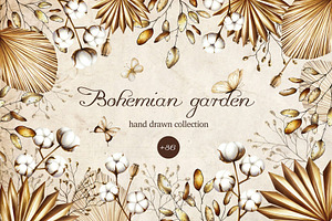 Bohemian Garden Hand Drawn Clipart