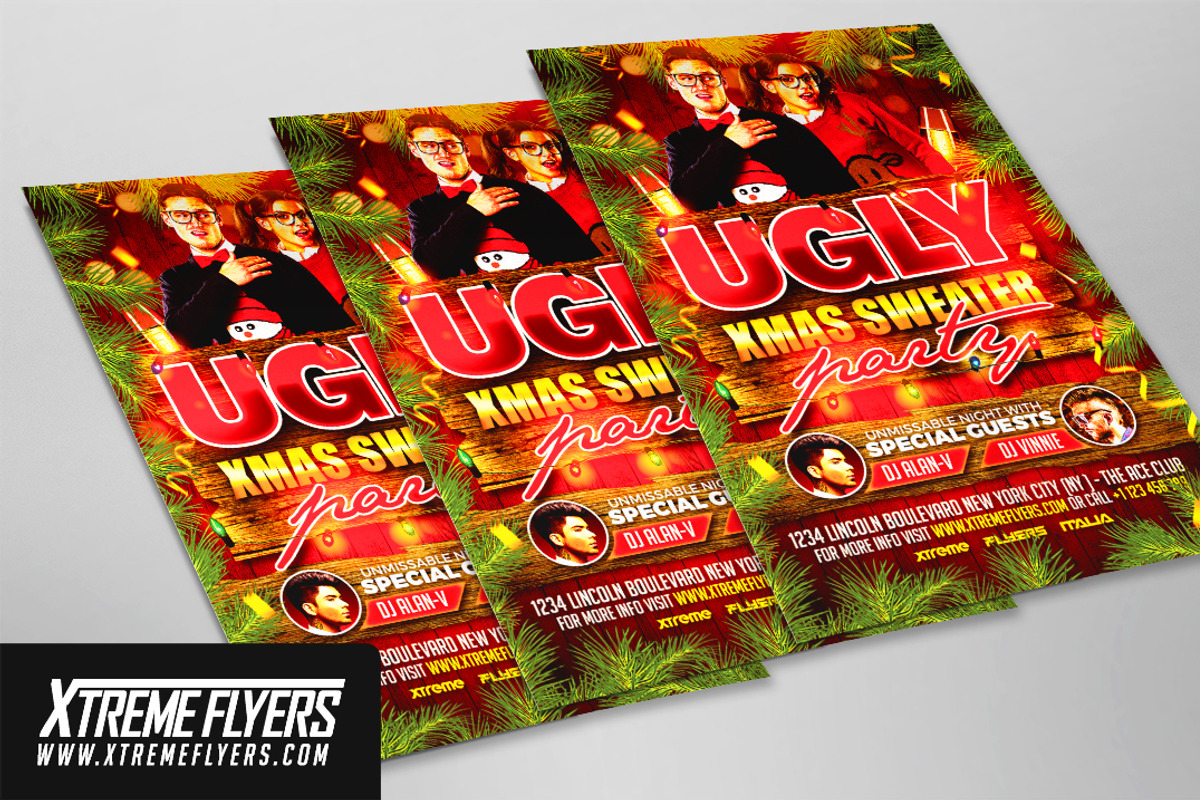 Ugly Christmas Sweater Party Flyer, a Flyer Template by XtremeFlyers (Photo 2 of 2)