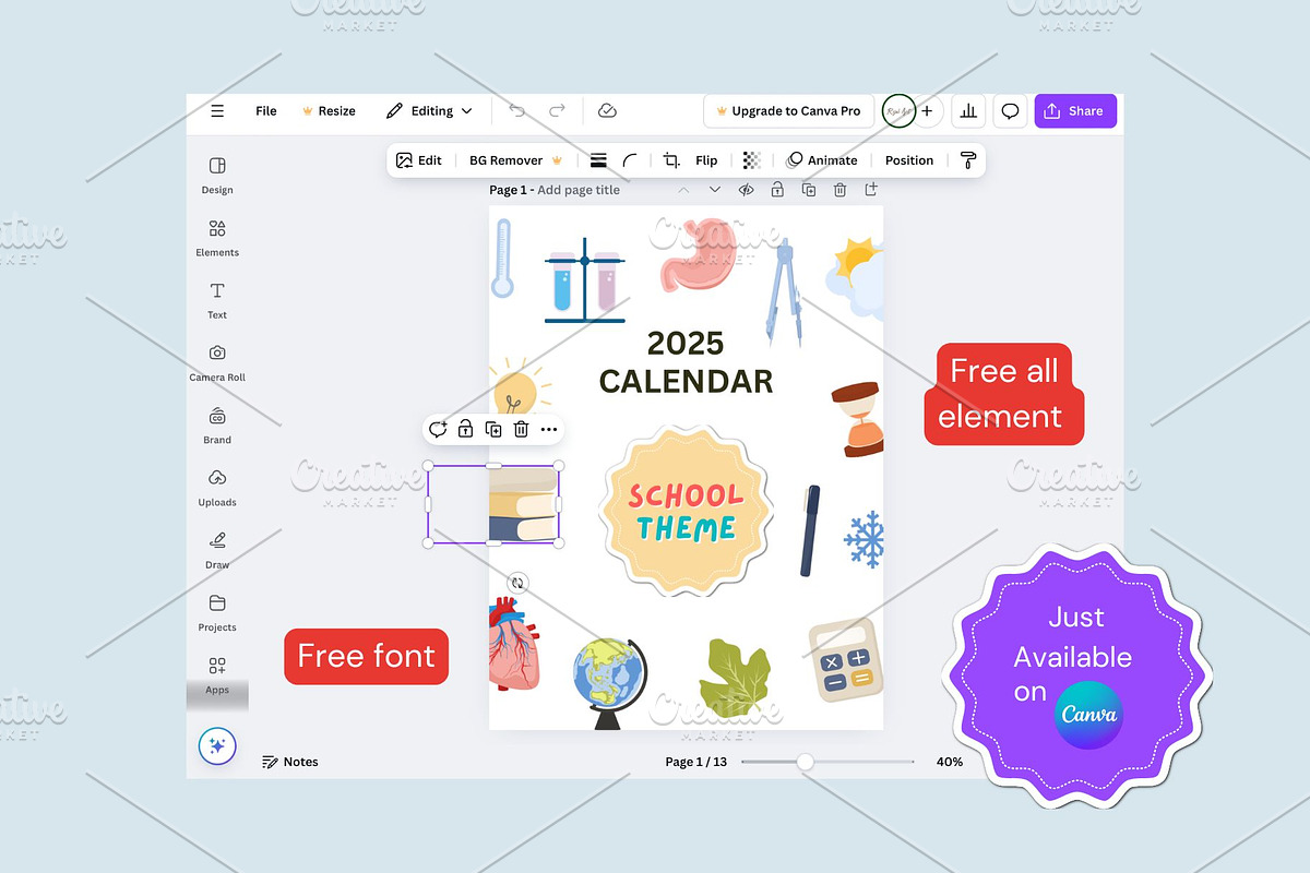 2025 Calendar-School Theme, a Presentation Template by ryelart.design (Photo 4 of 11)