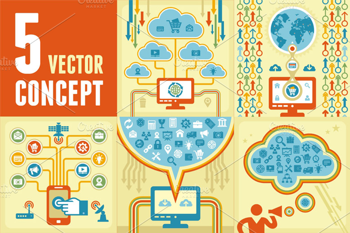 5 Vector Concept of Internet Theme, a Presentation Template by serkorkin