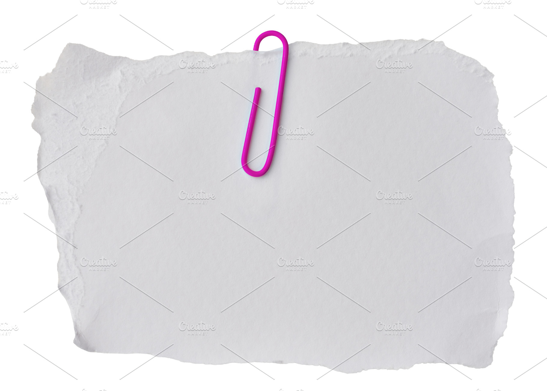 A horizontal piece of white paper with pink paper clips on a whi, an Abstract Photo by ndanko