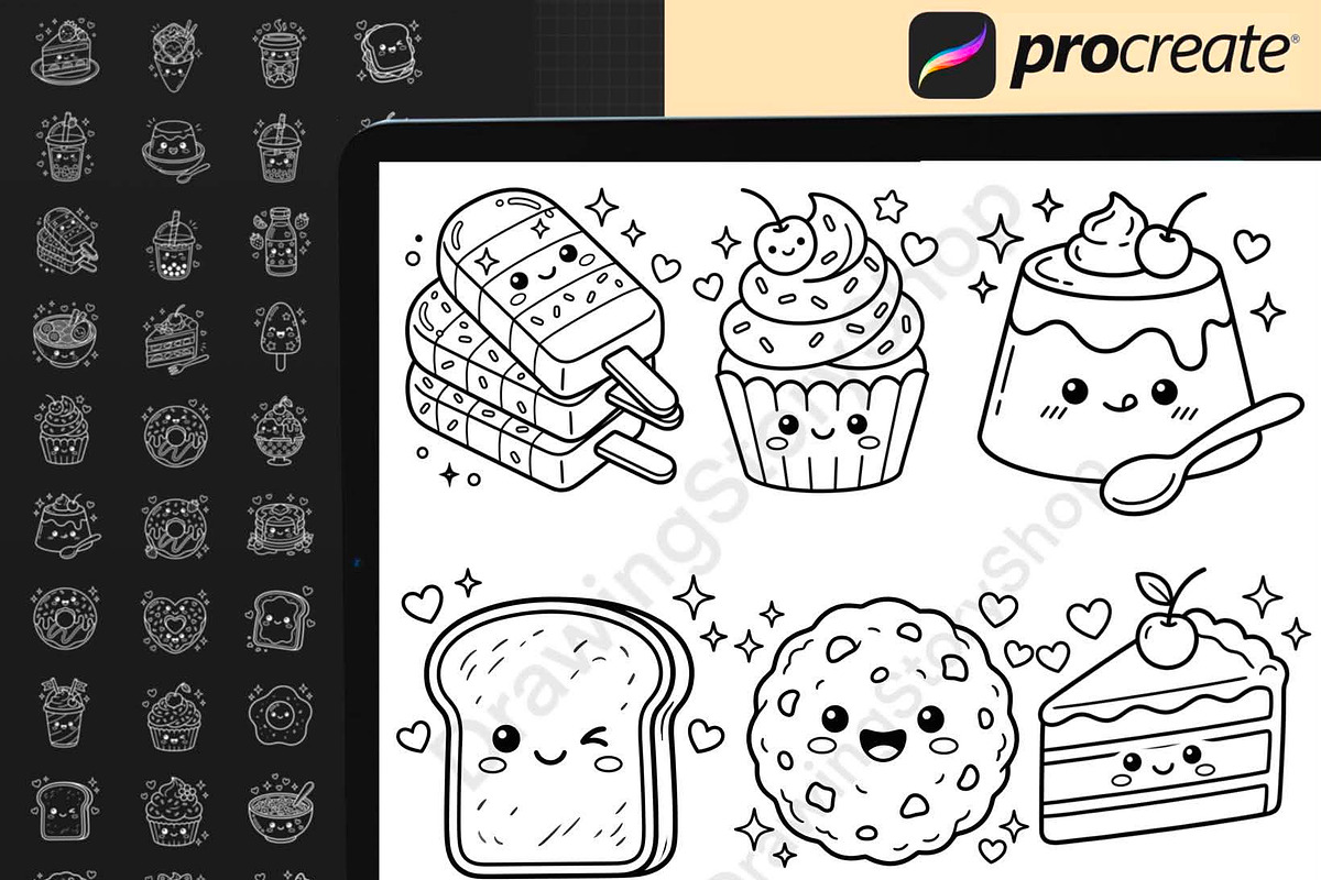 150 Procreate Sweet Doodle Stamps, a Brush Add-On by DrawingStoryShop (Photo 2 of 6)