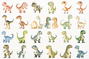 Cute Dinosaur Watercolor Cliparts, an Animal Illustration by SugarCloudStudioArt (Thumbnail 4 of 6)