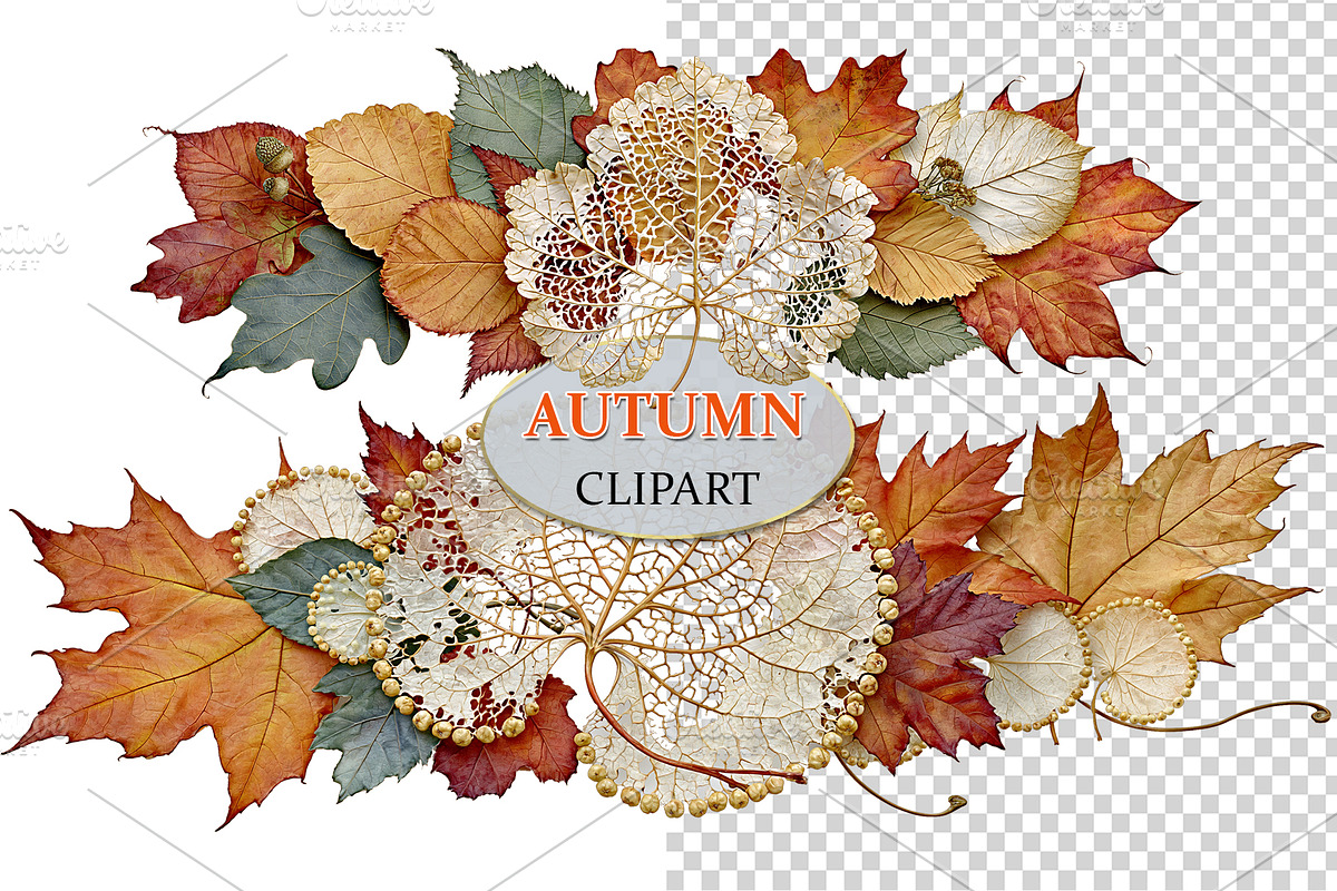 Luxury Clipart Autumn Leaves Wreath, a Decorative Illustration by Area (Photo 14 of 40)