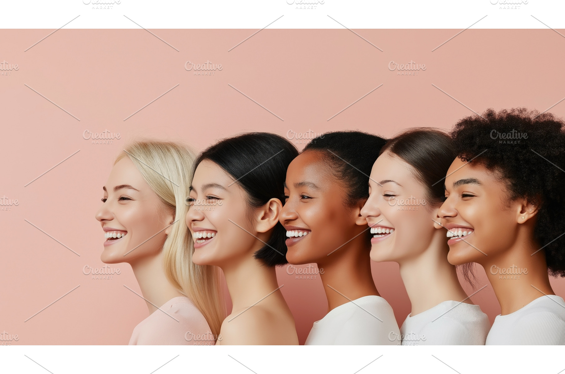 A diverse group of women smiling in, a Person Photo by Sergey Kotenev