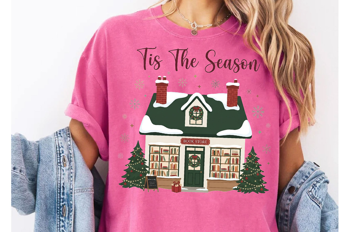 Tis The Season Bookstore Christmas, a Seasonal Illustration by DreamCafeArt (Photo 5 of 7)