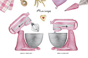 Watercolor pink bakery mixer clipart, a Food Illustration by Art and Funny (Thumbnail 3 of 6)